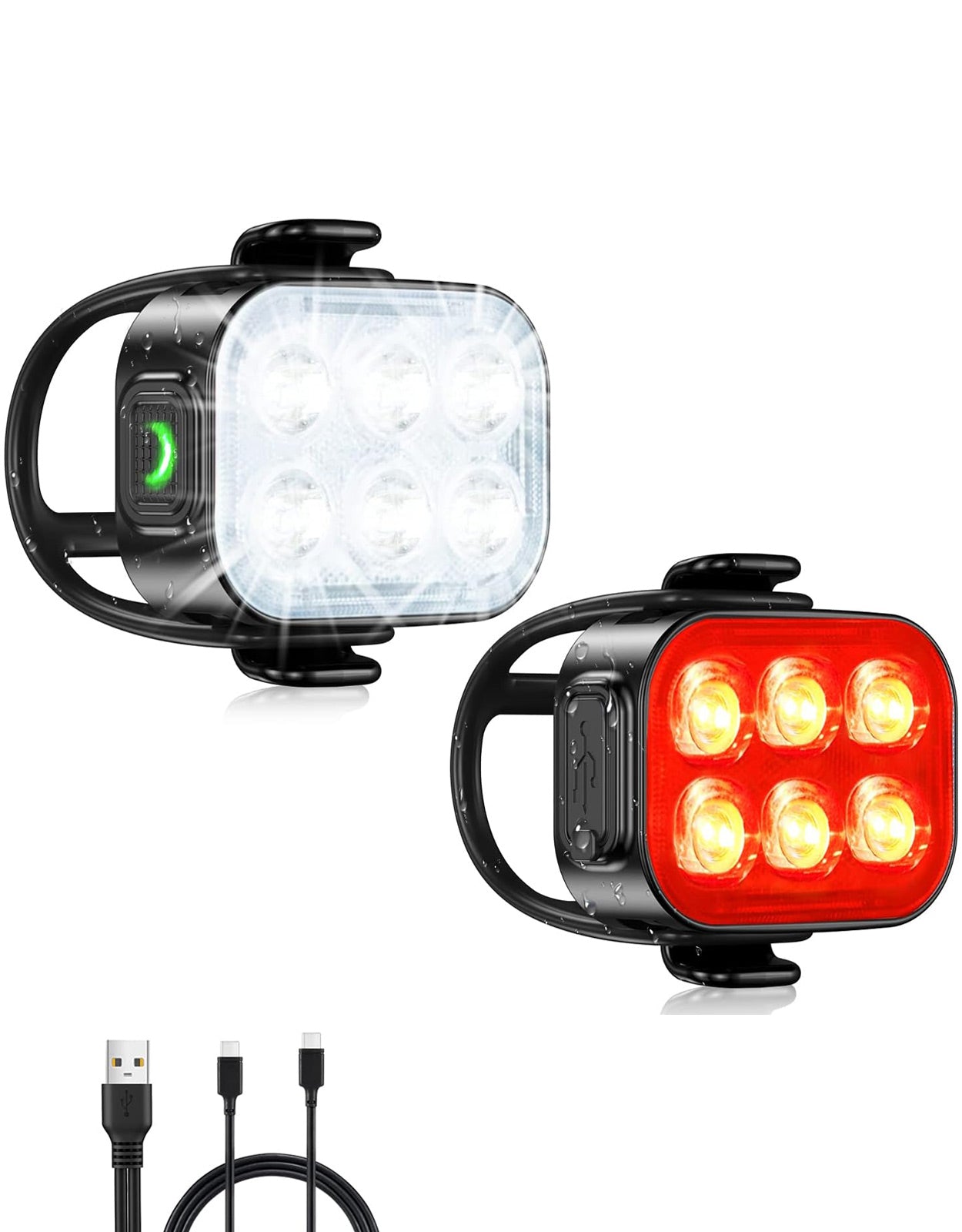 Zewdov Bike Lights for Night Riding, USB Rechargeable Bike Lights Front and Back