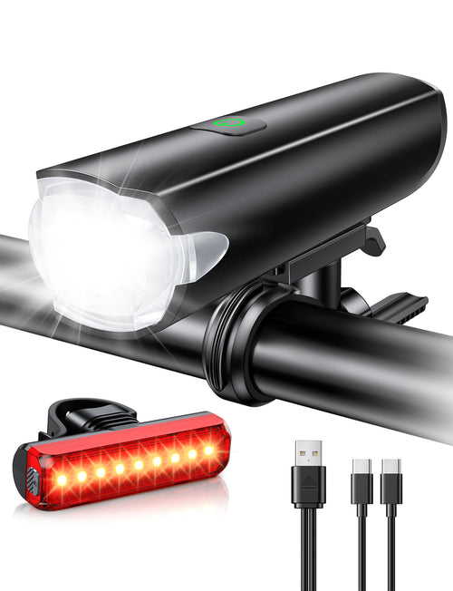 Front and Rear Bike Light Set: USB-Rechargeable, High-Intensity, Waterproof Cycling Lights