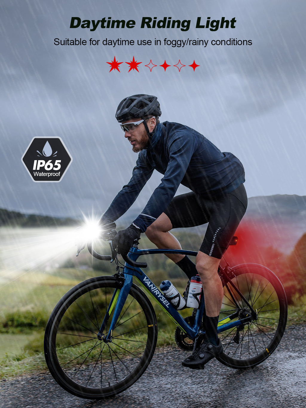 Daytime Riding Light  Suitable for daytime use in foggy/rainy conditions