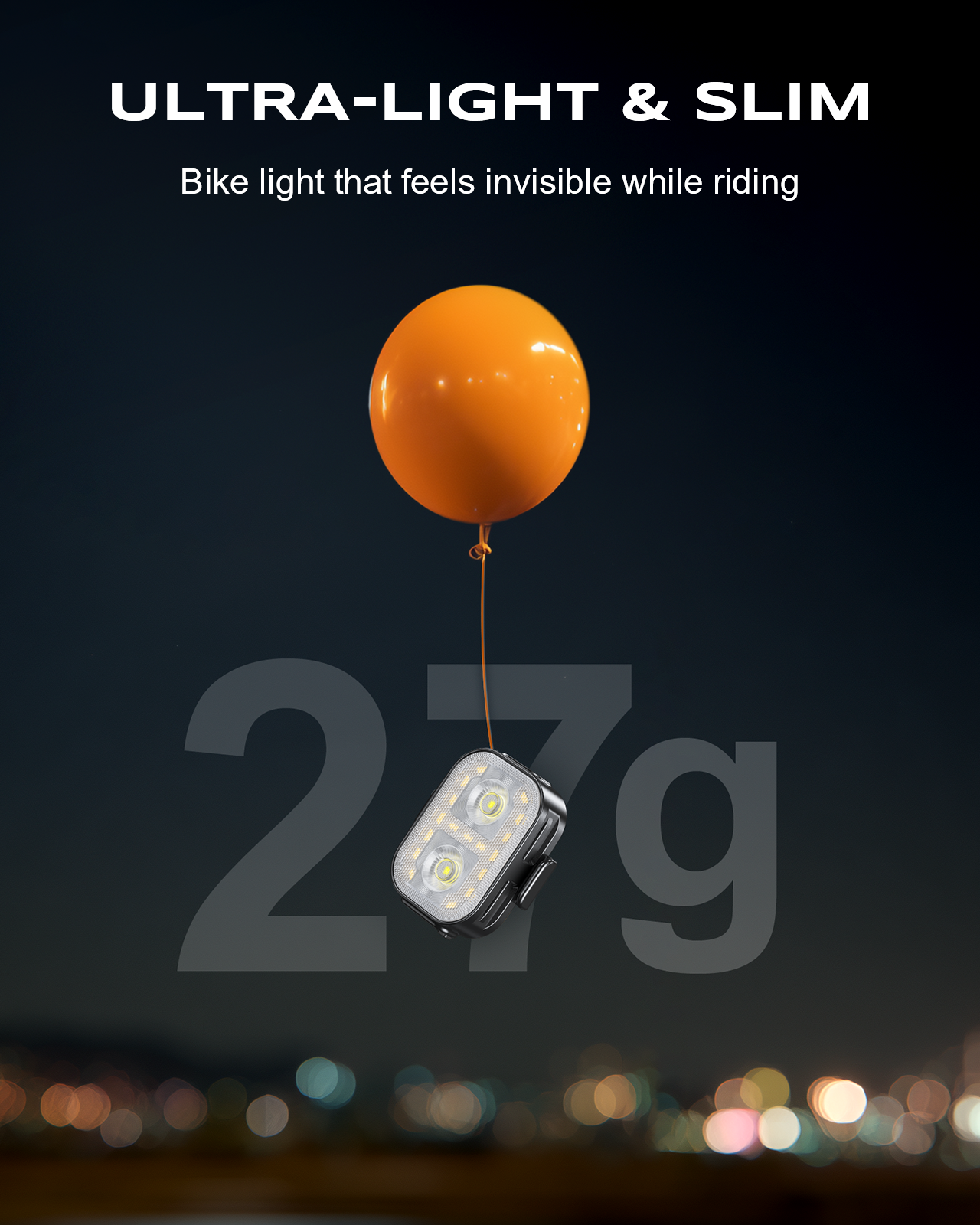 Bike Lights, Ultra-Slim & Lightweight Rechargeable Bicycle Lights Set