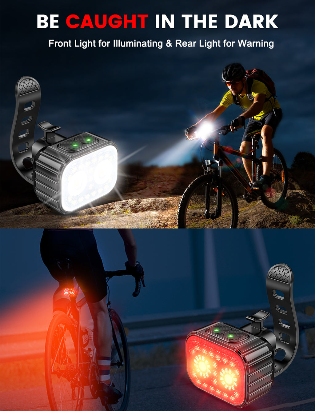 Bike Lights Super Bright, Rechargeable Bicycle Lights Set Multiple Modes