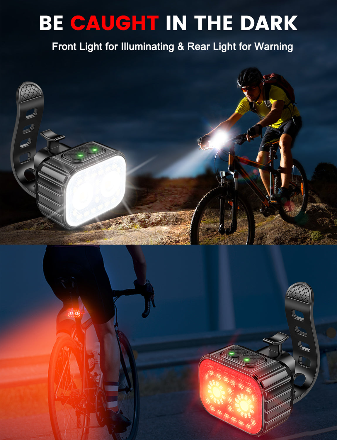 Bike Lights Super Bright, Rechargeable Bicycle Lights Set Multiple Modes