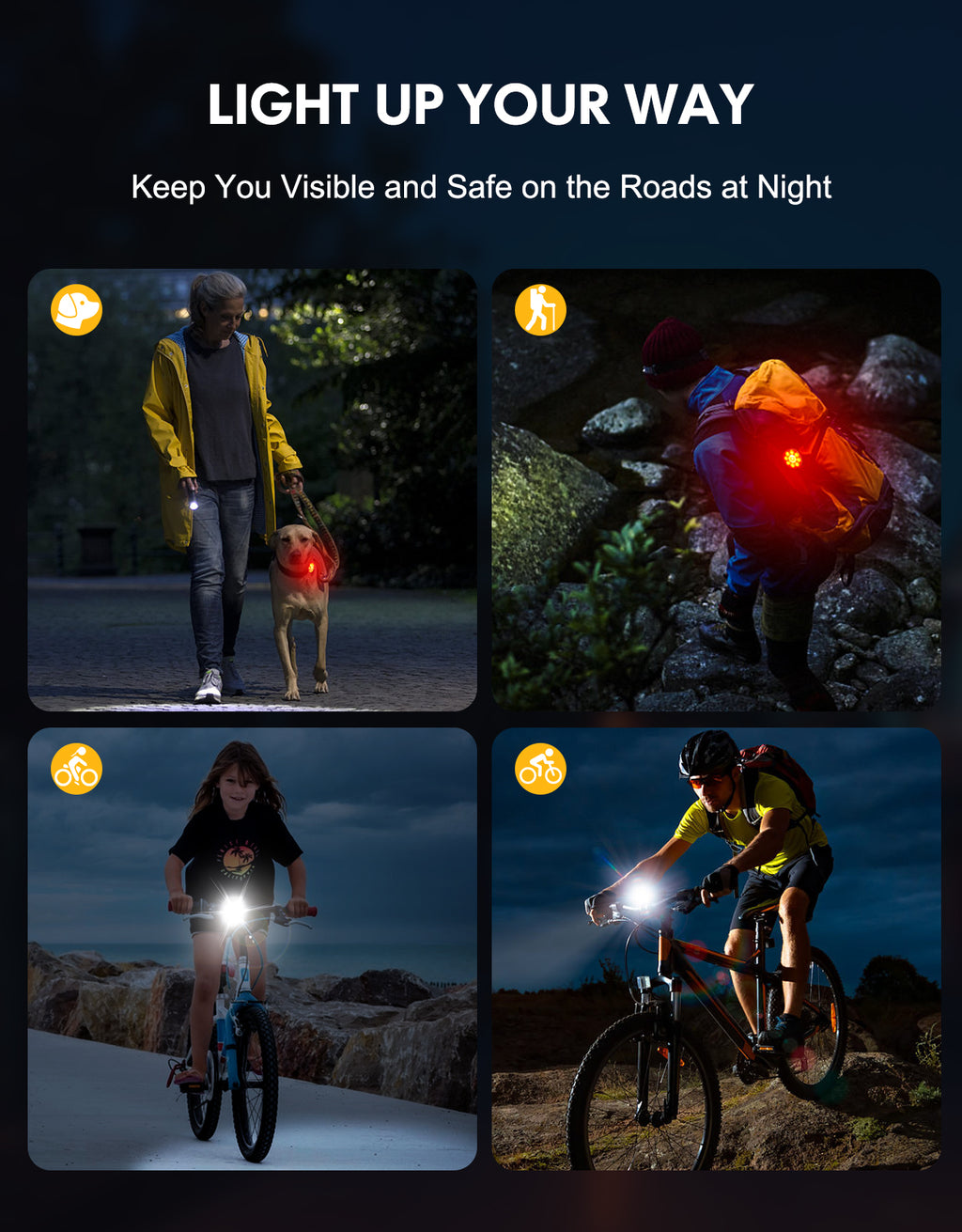 Bike Lights Super Bright, Rechargeable Bicycle Lights Set Multiple