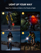 Bike Lights Super Bright, Rechargeable Bicycle Lights Set Multiple