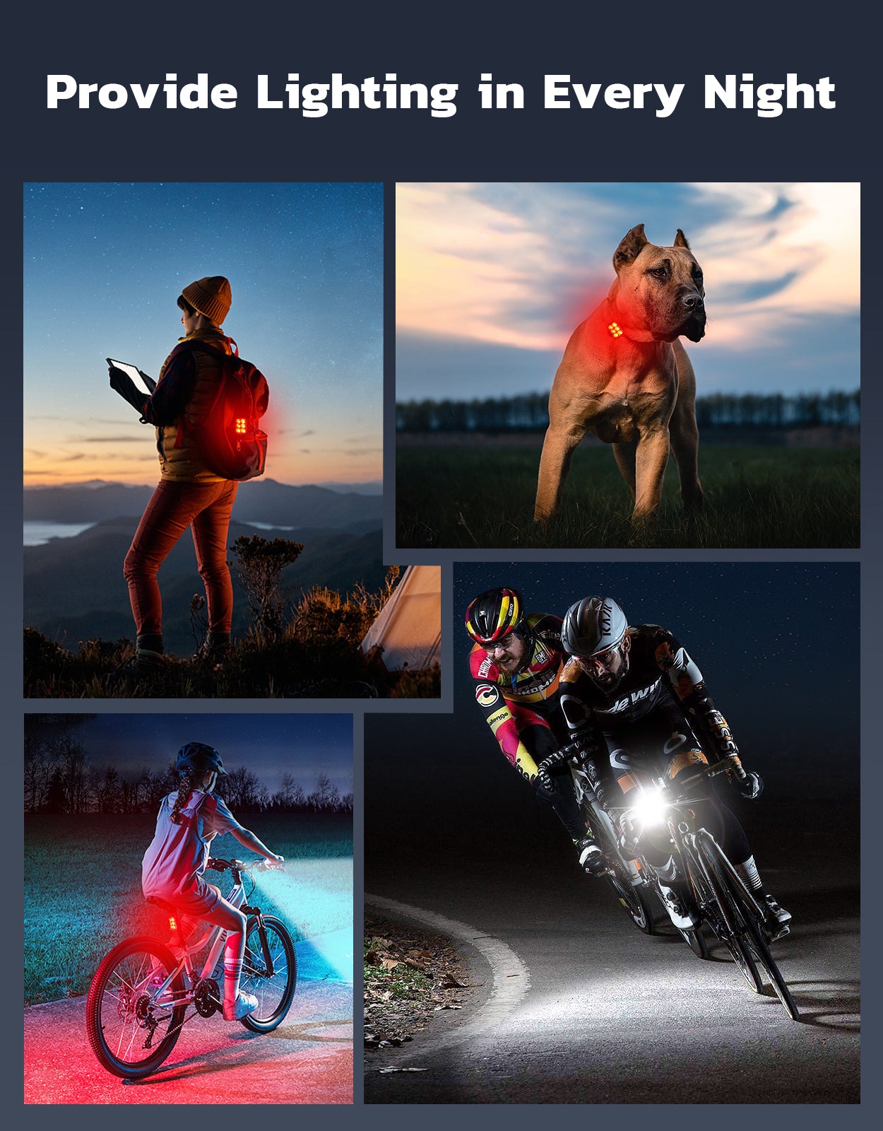 Zewdov Bike Lights Set, USB Rechargeable Front and Rear Bicycle Lights for Night Riding – Waterproof LED Safety Light