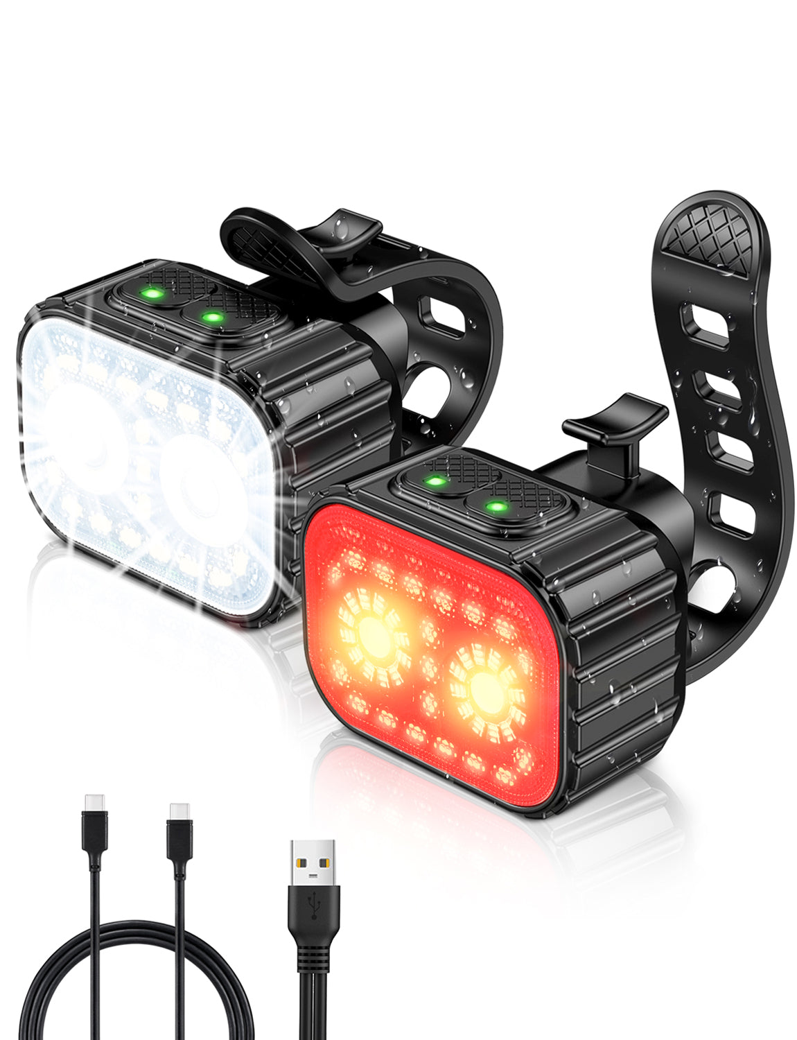 Bike Lights Super Bright, Rechargeable Bicycle Lights Set Multiple Modes